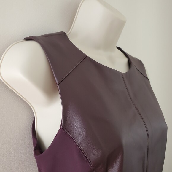 Veronica Beard 0 Leather Corset Back Vest Peplum Sleeveless Burgundy Plum Tank - Picture 8 of 12